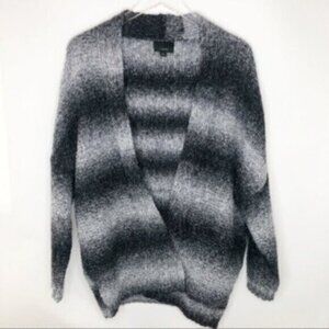 Lumiere Women's Grey Black Stripe Open Cardigan Sweater Size Small
